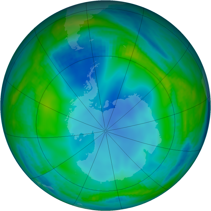 Antarctic ozone map for 17 June 2000
